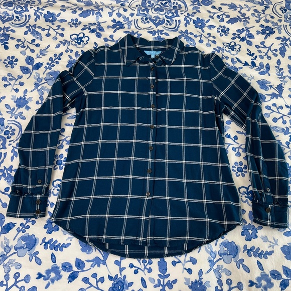 Women's Draper James Blue and White Window Pane Flannel Size 4 - Picture 5 of 14